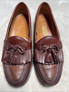 French Shriner Men's Tassel Kiltie Loafers in Dark Brown Size 9.5